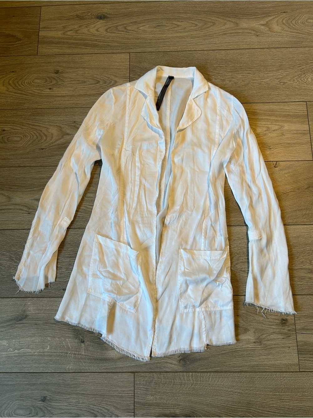 Jaga White Lightweight Open Front Raw hem Blazer /Jacket /Duster Jaga Size 3